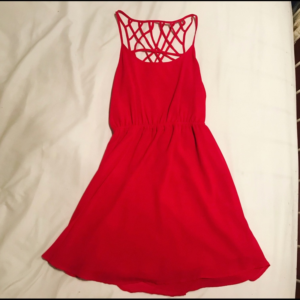 Red Criss-Cross Back Mini Dress